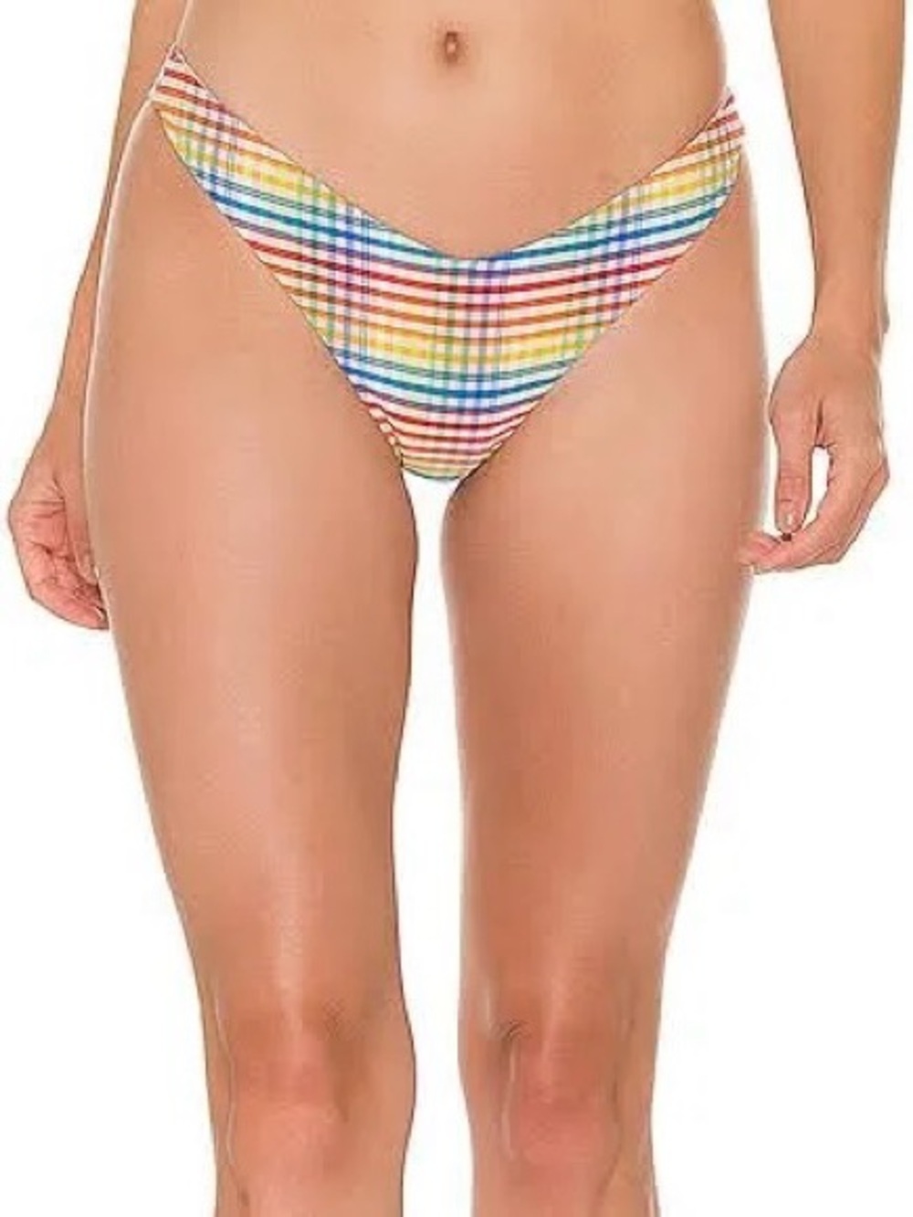 NWT Onia ‘Chiara’ Bikini Bottoms in “Conch Shank” Pink Multicolor Plaid Size XL